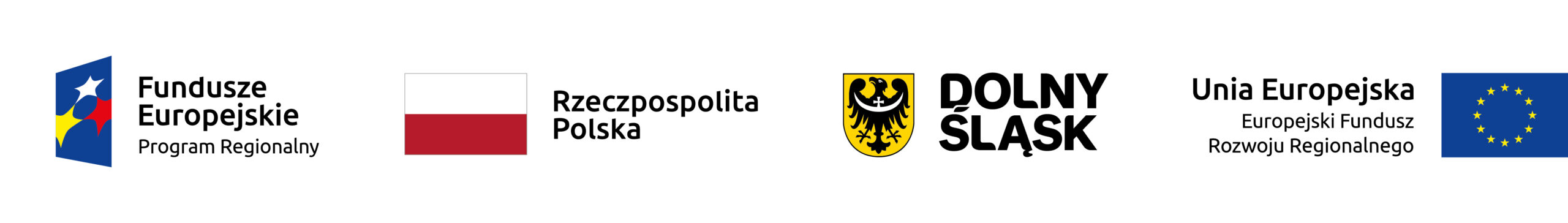 Logotypy UE, Dolnego Śląska, RP oraz Europejskiego Funduszu Rozwoju Regionalnego