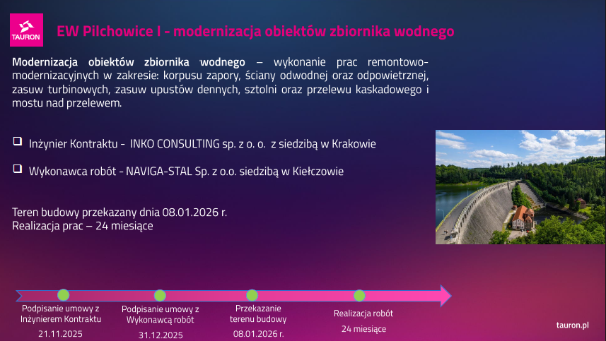 Rozpoczyna się modernizacja obiektów EW Pilchowice I – Jezioro Pilchowickie