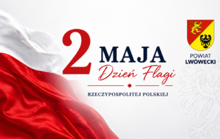 napis 2 maja dzień flagi RP na tel biało czerwonej flagi