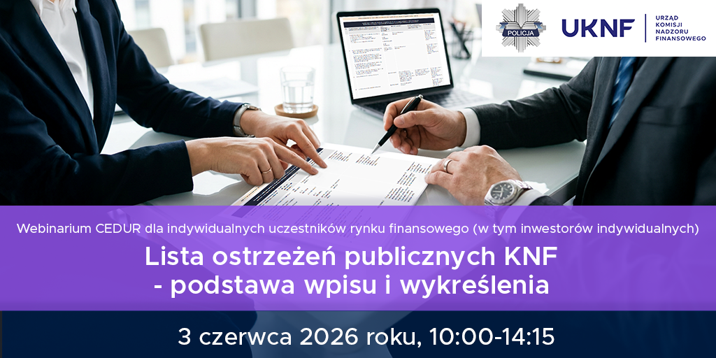 Lista ostrzeżeń publicznych KNF – podstawa wpisu i wykreślenia