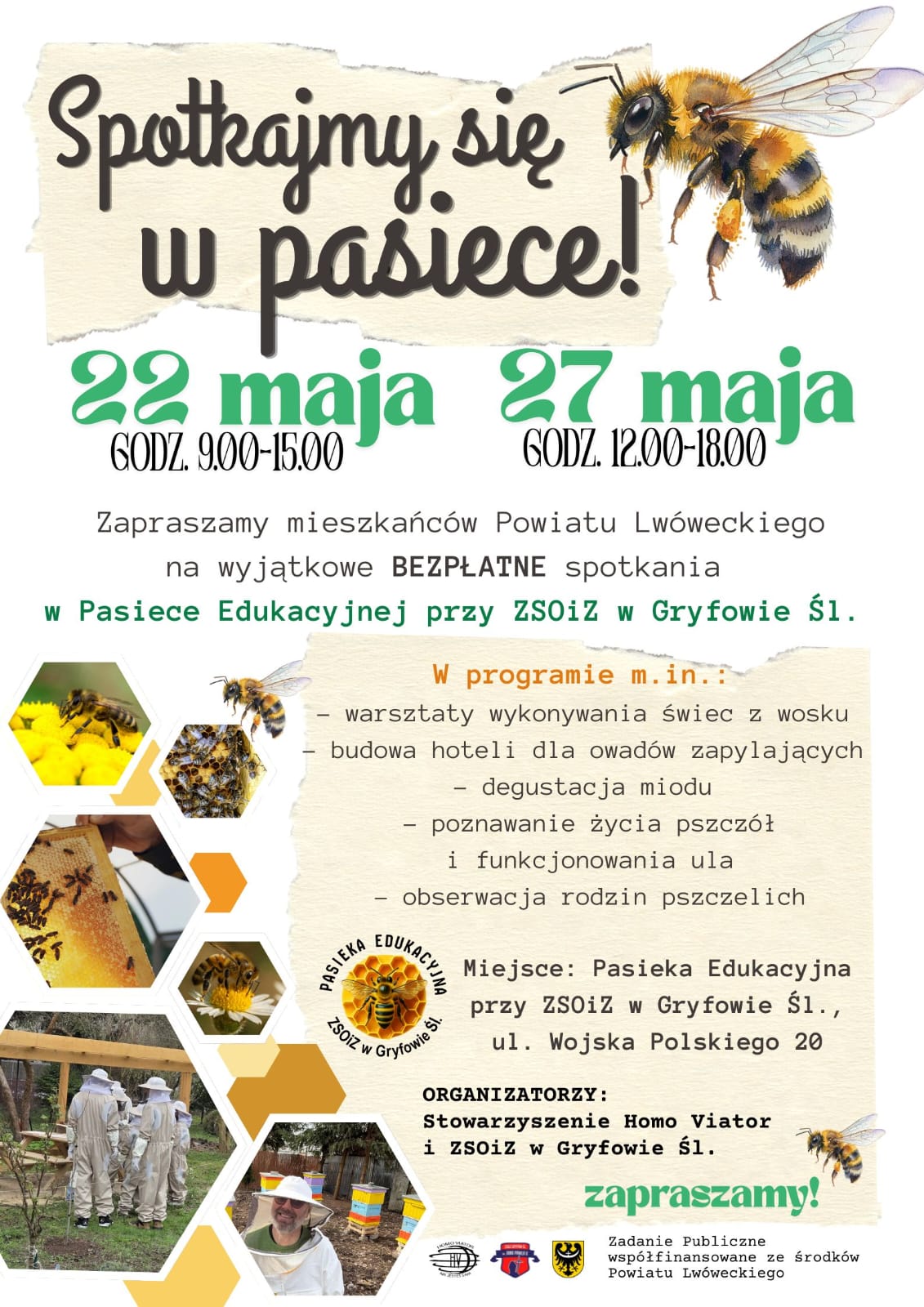 plakat dla wydarzenie spotkajmy się w pasiece